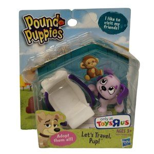 Hasbro Pound Puppies Let's Travel Pup Purple Dog Paw Up with Carrier New 2012